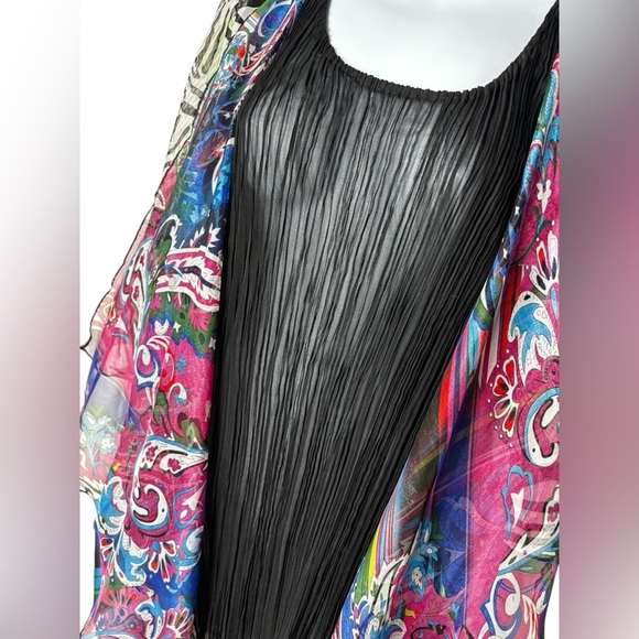 Pretty Angel Women Size S Tank Top Layered Silk Colorful Paisley Pattern Funky - Picture 5 of 8